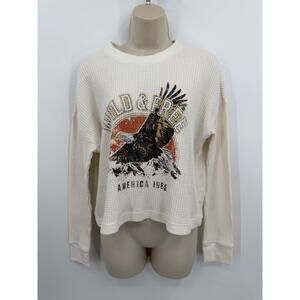 White Crow Waffle Weave Wild And Free Long Sleeve Top Small